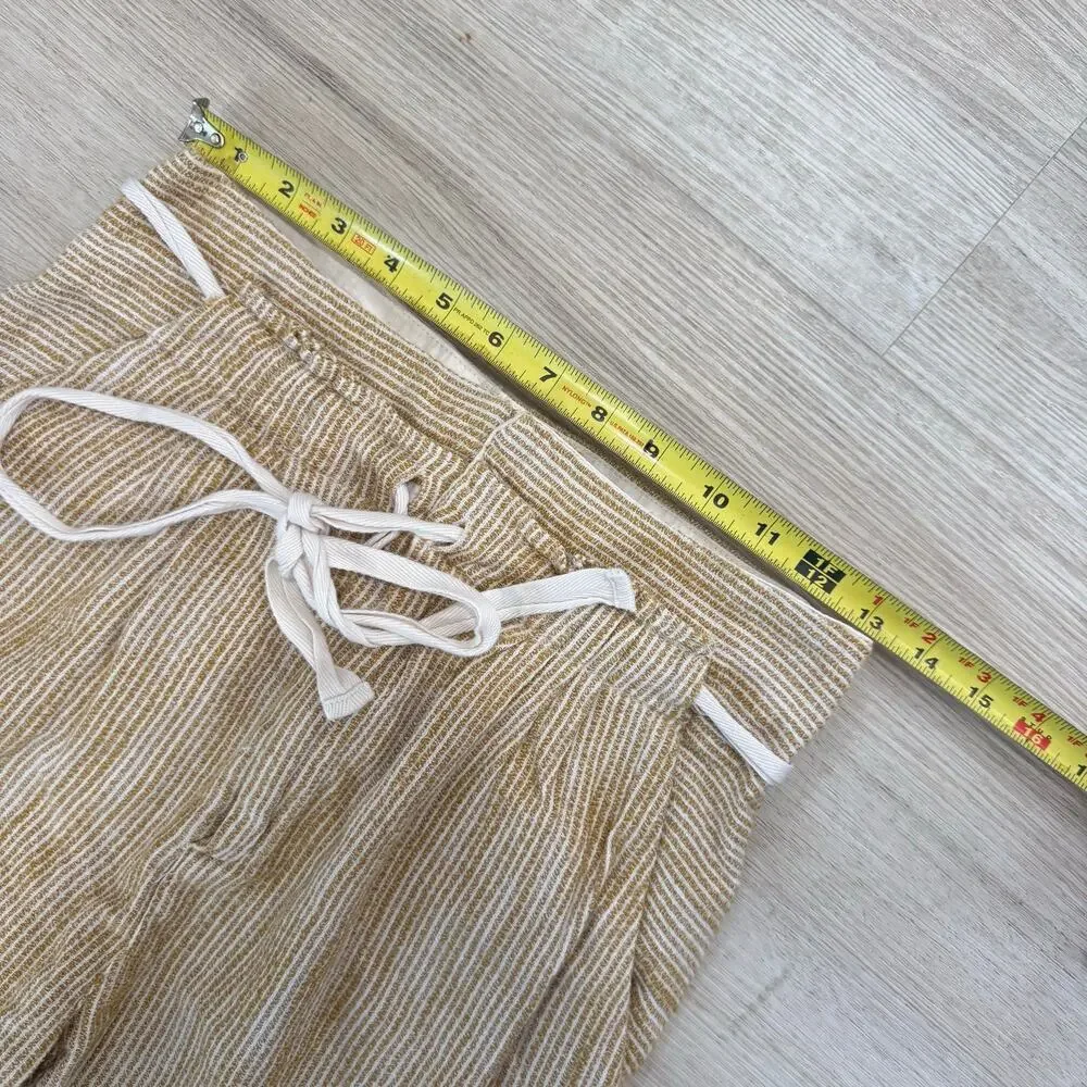 Free People Light At Sunrise Stripe Paperbag Crop Jogger Pants Boho Size 2